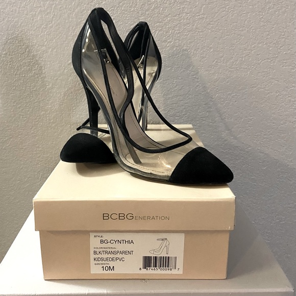 BCBGenration Blk/Transparent- Suede 10M High Heel Pumps - Picture 2 of 8